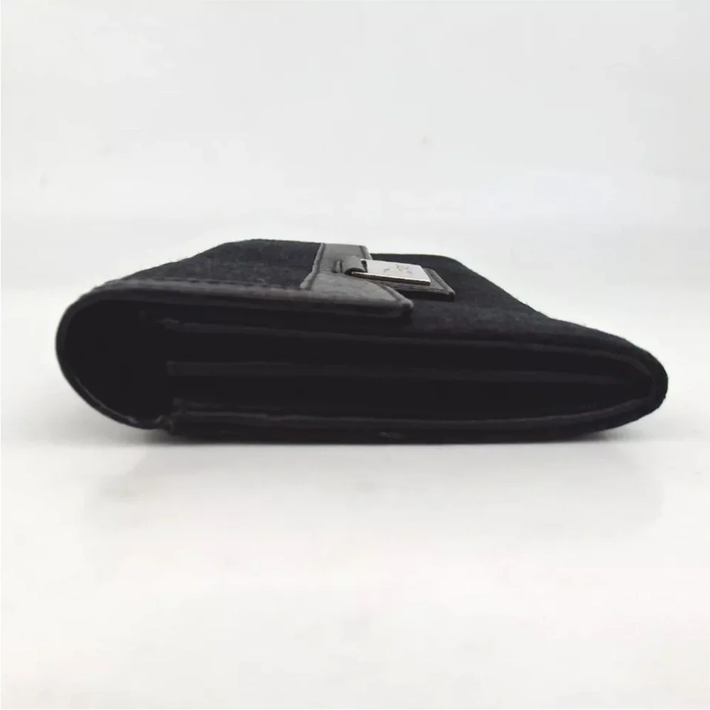 AUTH Christian Dior Monogram Trotter Long Wallet Black